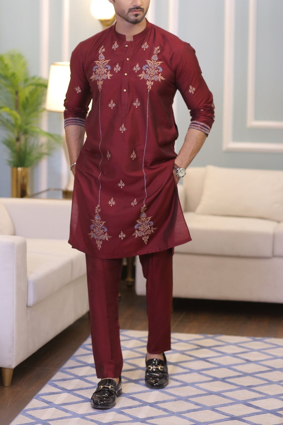 embroidered kurtas for men