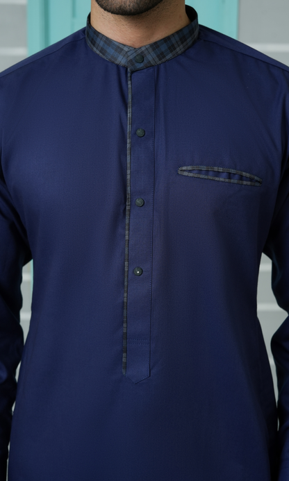 Navy Blue Cotton Jubba Dress