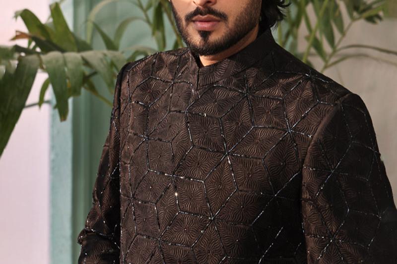 RSH SH-17 Black Men's Wedding Sherwani